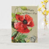 RODE POPPY EN BUTTERFLY / Moederdag Kaart (Gele Bloem)