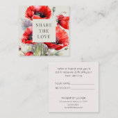 Rode Poppy Floral Elegant Loyalty Kaart Vierkante Visitekaartje (Voorkant / Achterkant)