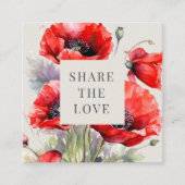 Rode Poppy Floral Elegant Loyalty Kaart Vierkante Visitekaartje (Voorkant)
