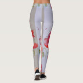 Rode Poppy Floral Waterverf Art Leggings (Achterkant)