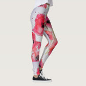 Rode Poppy Floral Waterverf Art Leggings (Rechts)