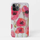 Rode Poppy Flower Floral Waterverf Bagagelabel Case-Mate iPhone Case (Achterkant)