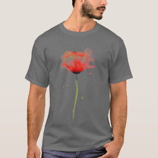 Rode Poppy Flower Waterverf Abstracte schilderkuns T-shirt