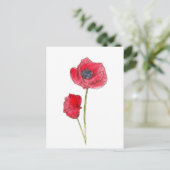 Rode Poppy Flower Waterverf Botanische Kunst Briefkaart (Staand voorkant)