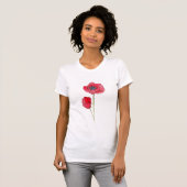 Rode Poppy Flower Waterverf Botanische Kunst T-shirt (Voorkant volledig)