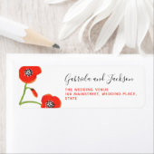 Rode Poppy Flower Wedding Etiket (Insitu)