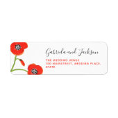 Rode Poppy Flower Wedding Etiket (Voorkant)