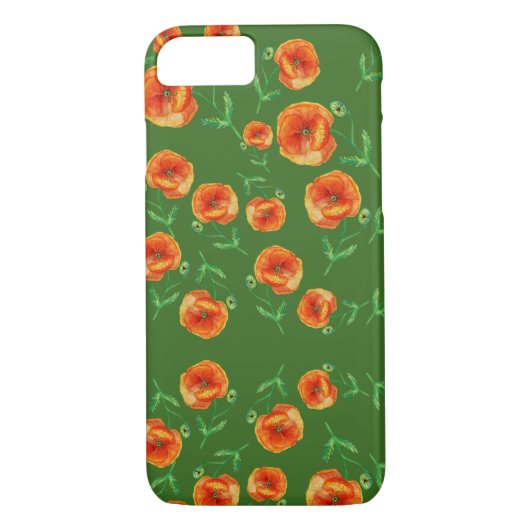 Rode Poppy Flowers Waterverf iPhone / iPad hoesje (Achterkant)