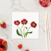 Rode Poppy Garden Bloemen Papieren servetten (Insitu)