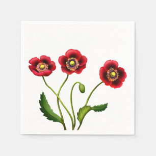 Rode Poppy Garden Bloemen Papieren servetten