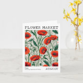 Rode Poppy Geboorte Bloemmarkt Augustus Verjaardag Kaart (Gele Bloem)