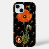 RODE POPPY IN BLACK RUBY GEMSTONE MONOGRAM Case-Mate iPhone CASE (Achterkant)