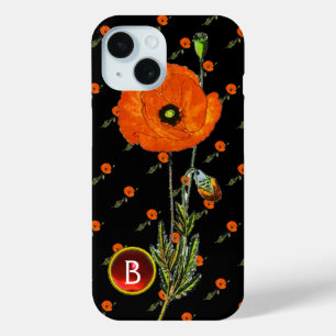RODE POPPY IN BLACK RUBY GEMSTONE MONOGRAM iPhone 15 CASE