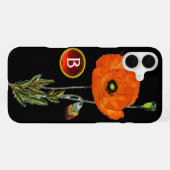 RODE POPPY IN BLACK RUBY GEMSTONE MONOGRAM iPhone HOESJE (Achterkant horizontaal)