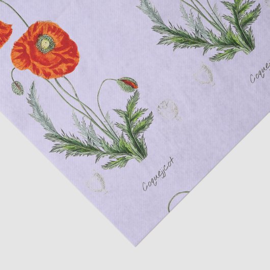 RODE POPPY LAVENDER WEEFSELPAPIER TISSUEPAPIER (Detail)