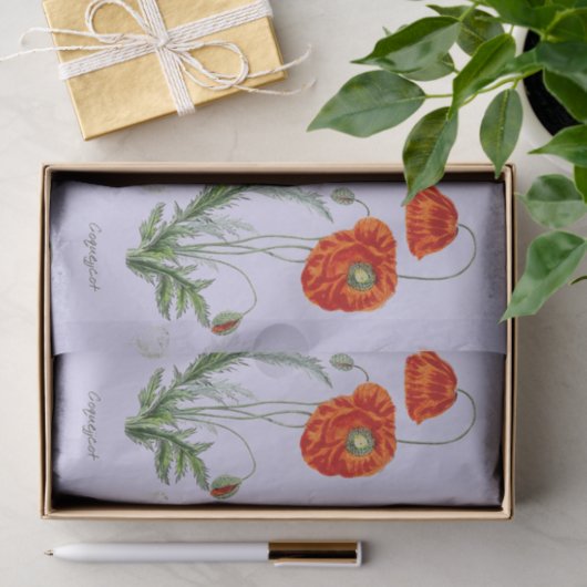 RODE POPPY LAVENDER WEEFSELPAPIER TISSUEPAPIER (Geschenk)