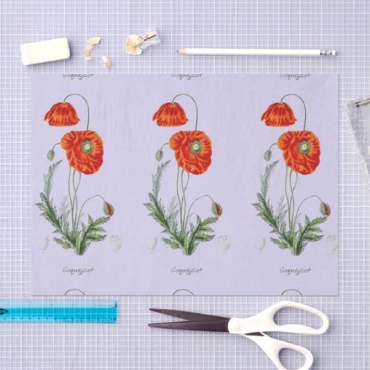 RODE POPPY LAVENDER WEEFSELPAPIER TISSUEPAPIER (Craft)