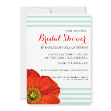 Rode Poppy Mint Blauwgroen Strepen Bruiloft Vrijge