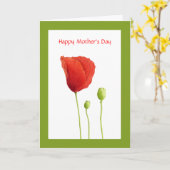 Rode Poppy Moederdag Kaart (Gele Bloem)