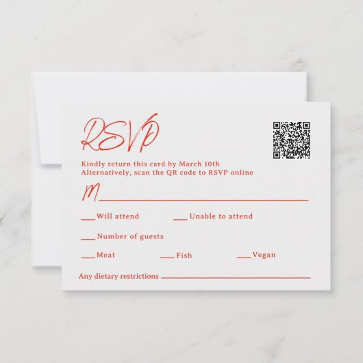 Rode Poppy Sacan QR Code Bruiloft RSVP Kaartje (Voorkant)