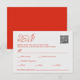 Rode Poppy Sacan QR Code Bruiloft RSVP Kaartje