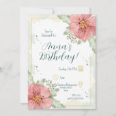 Rode Poppy Watercolor Bloemen Verjaardag Kaart (Voorkant)