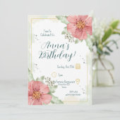 Rode Poppy Watercolor Bloemen Verjaardag Kaart (Staand voorkant)