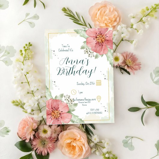 Rode Poppy Watercolor Bloemen Verjaardag Kaart