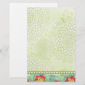 Rode Poppy Waterverf Bloemen Chatreuse Groen Briefpapier (Voorkant / Achterkant)