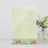 Rode Poppy Waterverf Bloemen Chatreuse Groen Briefpapier (Staand voorkant)
