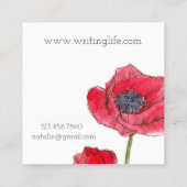 Rode Poppy Waterverf Flower Vierkante Visitekaartje (Achterkant)