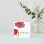 Rode Poppy Waterverf Flower Vierkante Visitekaartje (Staand voorkant)