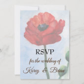 Rode Poppy Waterverf RSVP-fotokaart Kaart (Voorkant)