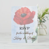 Rode Poppy Waterverf RSVP-fotokaart Kaart (Staand voorkant)