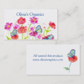 Rode Poppy Wildflowers Vlinders Visitekaartje (Voorkant / Achterkant)