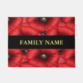 Rode popy Floral Familienaam Doormat Deurmat (Voorkant)