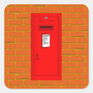 Rode postbox met wandmontage vierkante sticker