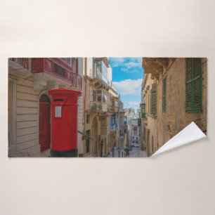 Rode  postbus op Malta Badhanddoek