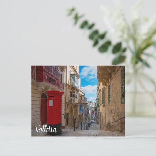 Rode  postbus op Malta Briefkaart (Staand voorkant)