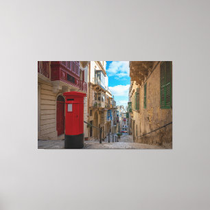 Rode postbus op Malta Canvas Afdruk