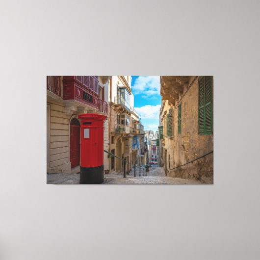 Rode postbus op Malta Canvas Afdruk (Voorkant)