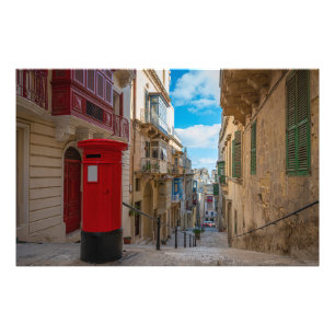Rode postbus op Malta Foto Afdruk