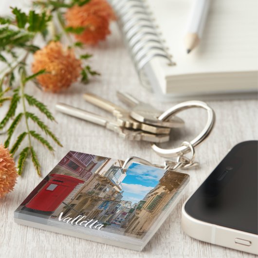 Rode  postbus op Malta Sleutelhanger (Voorkant Rechts)