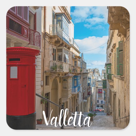 Rode  postbus op Malta Vierkante Sticker (Voorkant)