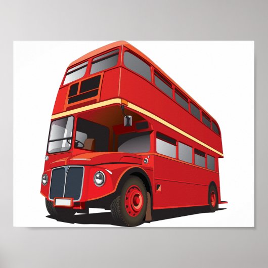 Rode Poster van Dubbeldekkerbus (Voorkant)