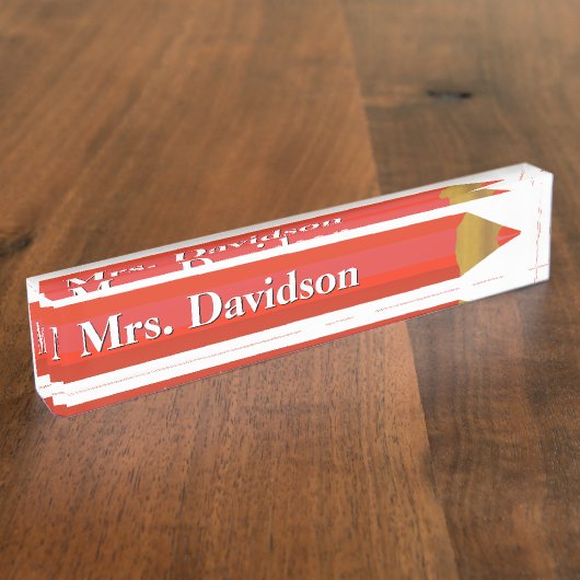 Rode potlood Aangepaste Desk-naamplaat van leraar Naambordje (Zijkant)