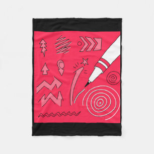 Rode Potlood Kleurrijk Expressieve Digitale Kunst Fleece Deken