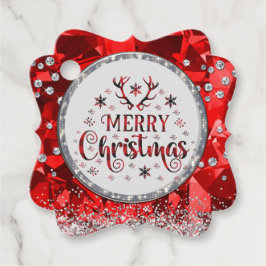 Rode prachtige Kerstkerst in Emerald Merry Bedankjes Labels