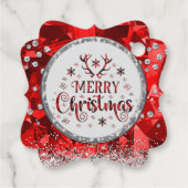 Rode prachtige Kerstkerst in Emerald Merry Bedankjes Labels (Achterkant)