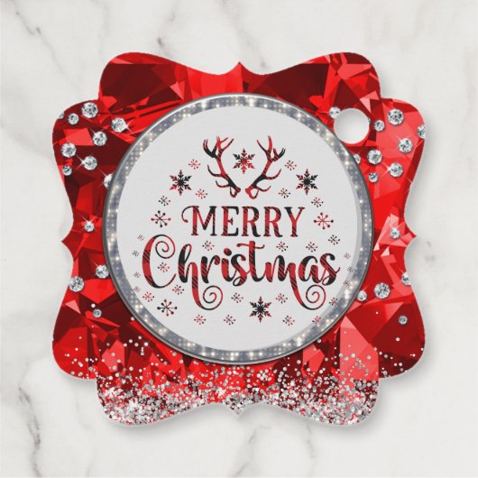 Rode prachtige Kerstkerst in Emerald Merry Bedankjes Labels (Achterkant)